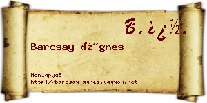 Barcsay Ágnes névjegykártya